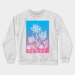 Blue and Pink Abstract Flowers Crewneck Sweatshirt